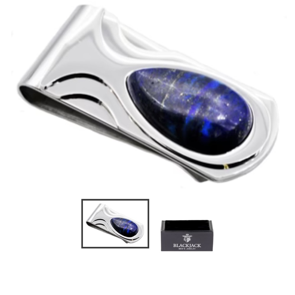 Mens Genuine Lapis Lazuli Stainless Steel
Money Clip